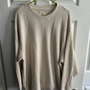 Aerie Cream Oversized Ribbed Sweatshirt